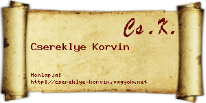 Csereklye Korvin névjegykártya